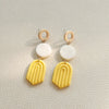 Yellow and White Drop Down Earring - aadiraabyaarushi