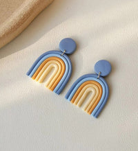 Blue, Pink and Yellow Rainbow Polymer Clay Earring - aadiraabyaarushi