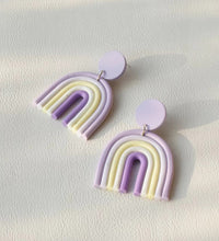 Lavender and White Rainbow Polymer Clay Earring - aadiraabyaarushi