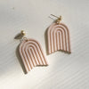 Light Brown Semicircle Polymer Clay Earring - aadiraabyaarushi