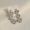 Leopard Printed Black and White Heart Earring - aadiraabyaarushi
