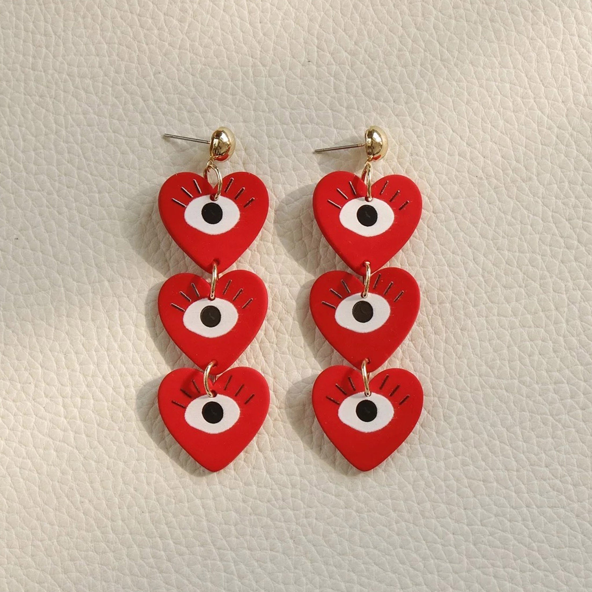 Heart Through Eyes Hanging Earrings (Red) - aadiraabyaarushi