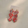 Red Floral Heart Earring - aadiraabyaarushi