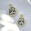 White Circle Acrylic Women Portrait Earring - aadiraabyaarushi