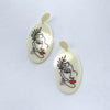 White Oval Acrylic Women Portrait Earring - aadiraabyaarushi