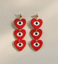 Heart Through Eyes Hanging Earrings (Red) - aadiraabyaarushi