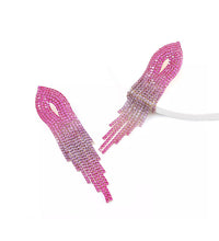 Pink Stone Studded Pointed Long Earrings - aadiraabyaarushi