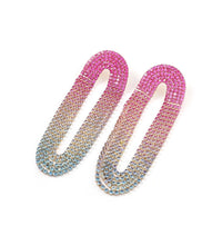 Pink Stone Studded Oval Shaped Long Earrings - aadiraabyaarushi