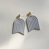 Gray Semicircle Polymer Clay Earring - aadiraabyaarushi