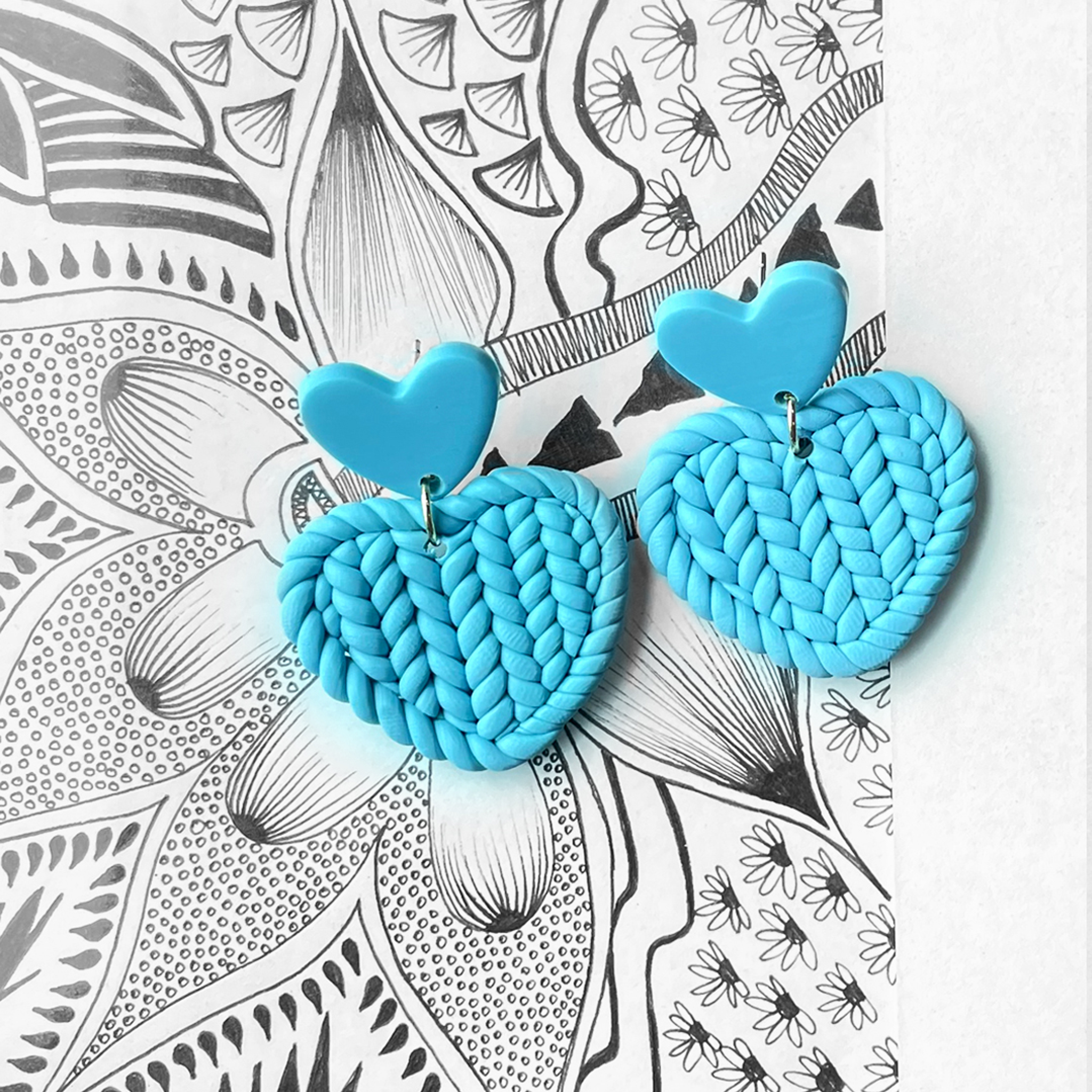 Blue Heart Shaped Polymer Clay Earring - aadiraabyaarushi