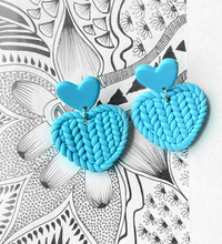 Blue Heart Shaped Polymer Clay Earring - aadiraabyaarushi
